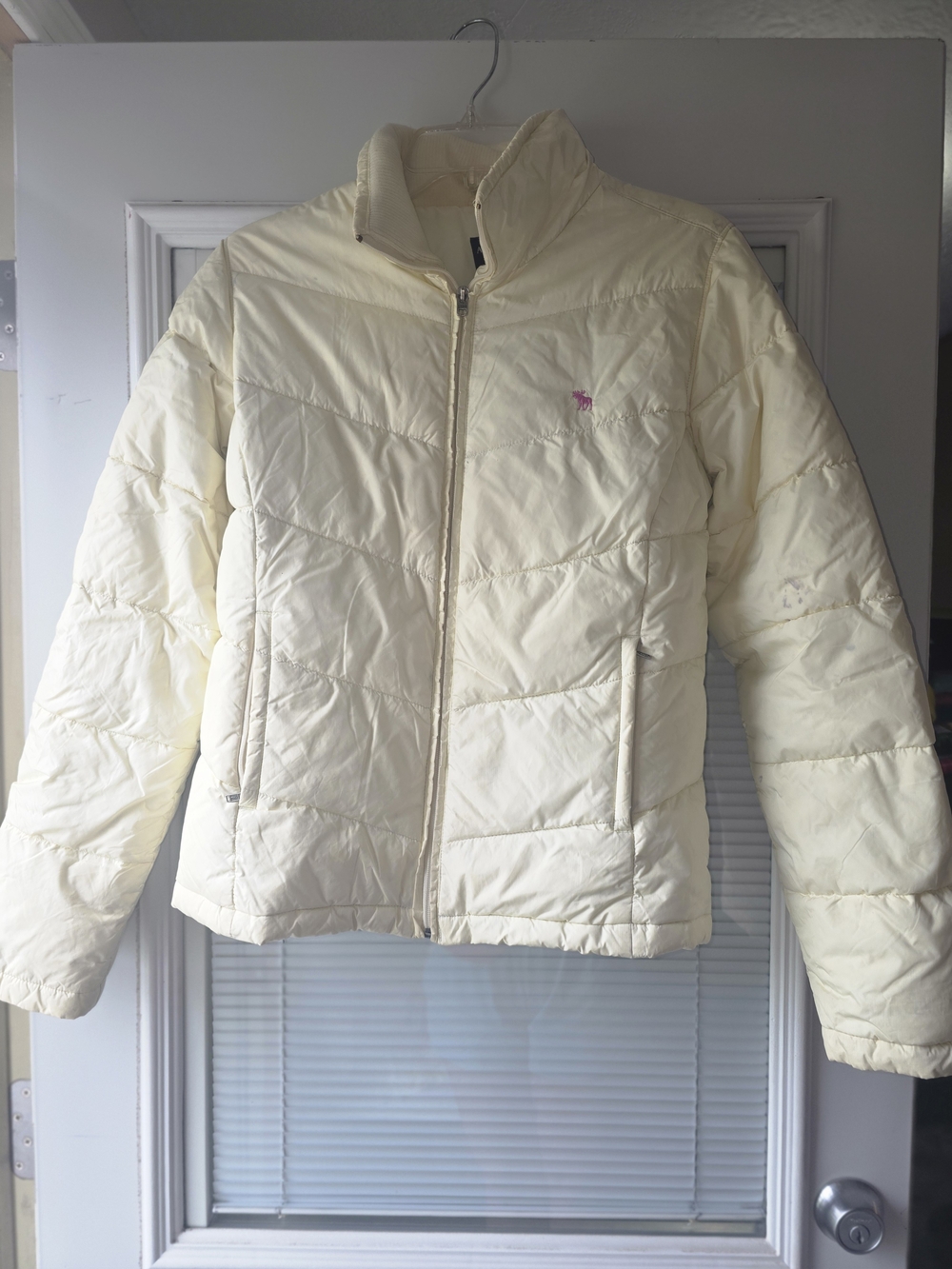 Abercrombie & Fitch Cream Quilted Puffer Jacket - Women's